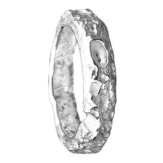 Cornish Beach Sand Textured 18ct White Gold 6mm Ring