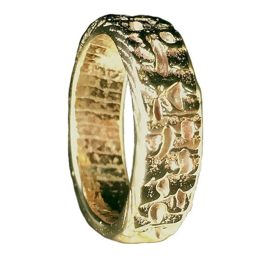 Cornish Beach Sand Textured 9ct Yellow Gold 6mm Ring