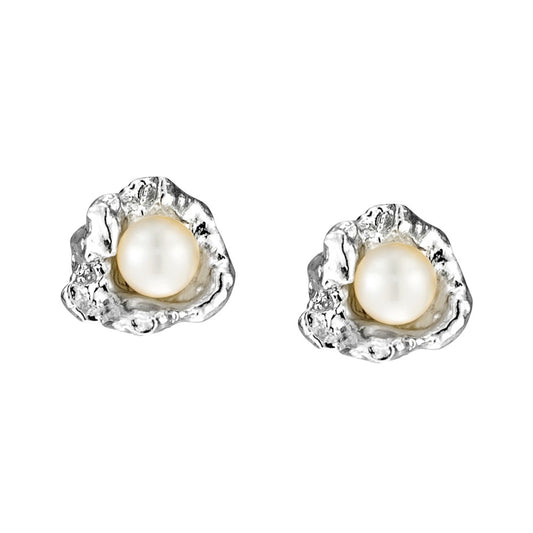 Cornish Seawater Textured Organic Large Pearl Stud Earrings