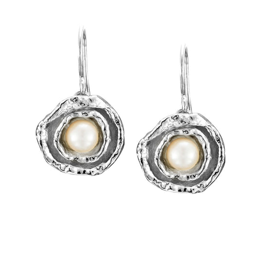 Cornish Seawater Textured Organic Pearl Drop Earrings