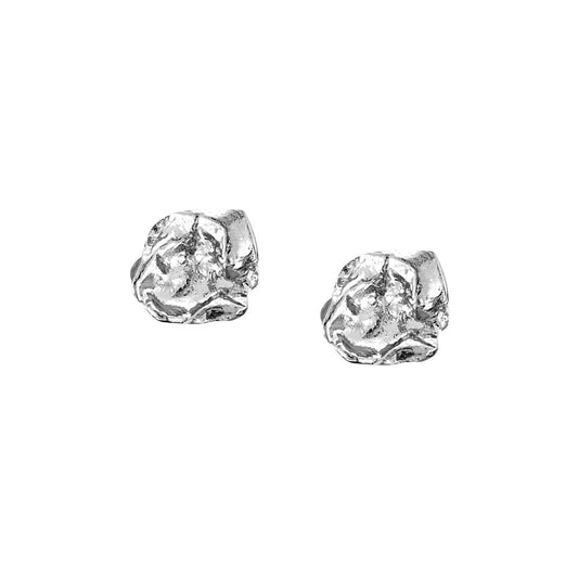 Cornish Seawater Textured Rippled Square Organic Stud Earrings