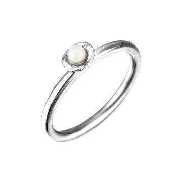 Cornish Seawater Textured Organic Mini Pearl Silver Ring
