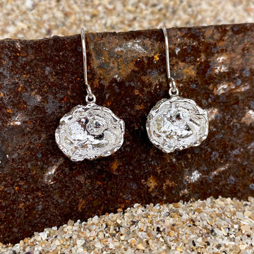 Sea Inspired & Textured Cornwall Silver Drop Earrings