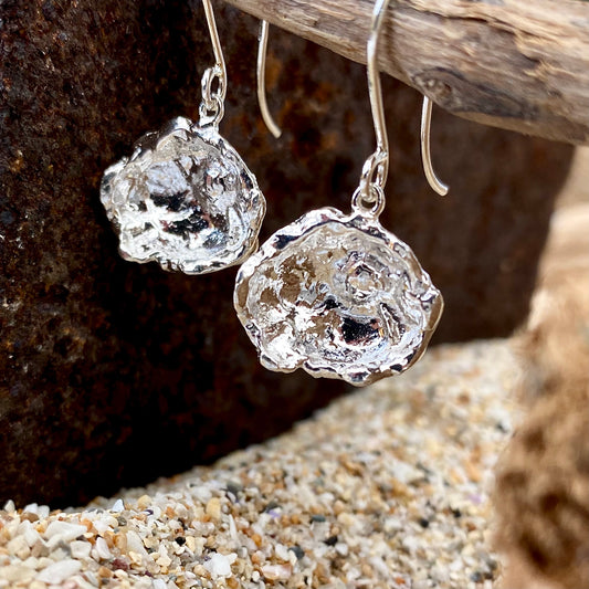 Sea Inspired & Textured Cornwall Silver Drop Earrings