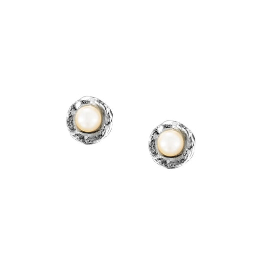 Cornish Seawater Textured Organic Mini Pearl Stud Earrings