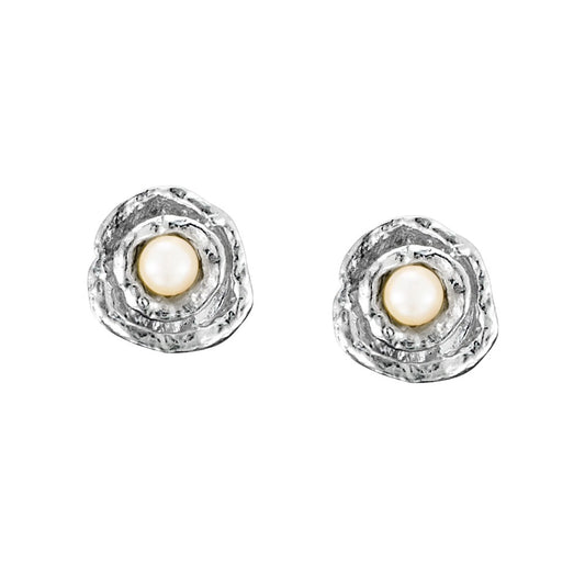 Cornish Seawater Textured Organic Pearl Stud Earrings