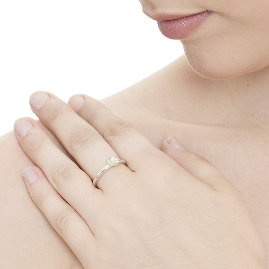 Cornish Seawater Textured Organic Mini Pearl Silver Ring