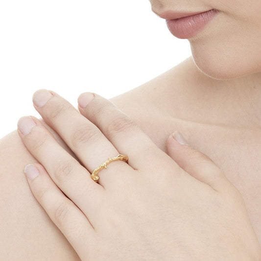 Cornish Seawater Textured Organic Driftwood Ring