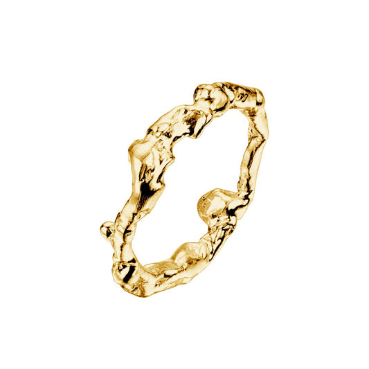 Cornish Seawater Textured Organic 9ct Gold Driftwood Ring