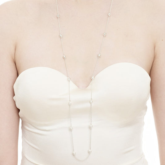 Cornish Seawater Textured Organic Long Pearl Chain Necklace