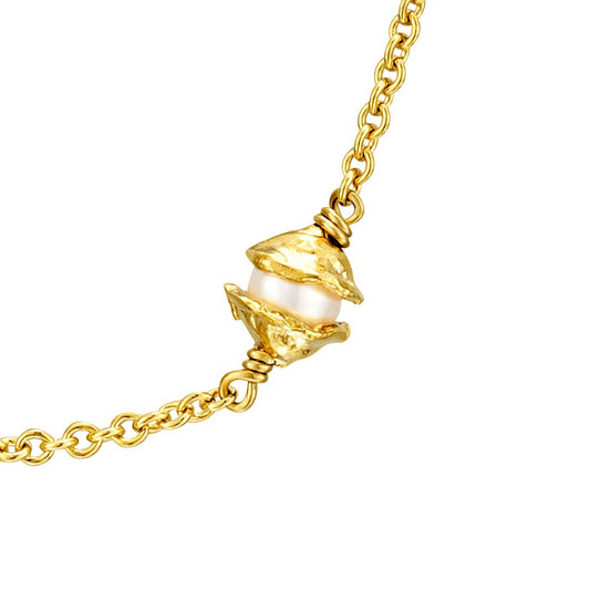 Cornish Seawater Textured Organic Pearl Chain Necklace