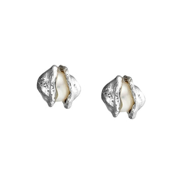 Cornish Seawater Textured Organic Encased Pearl Stud Earrings