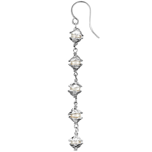 Cornish Seawater Textured Organic Encased Pearl Drop Earrings