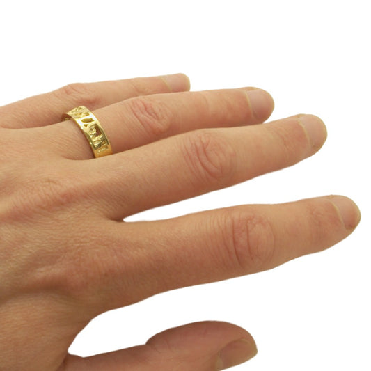 Cornish Seawater Textured 18ct Yellow Gold Ring