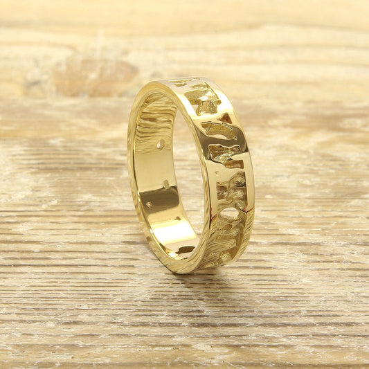 Cornish Seawater Textured 18ct Yellow Gold Ring