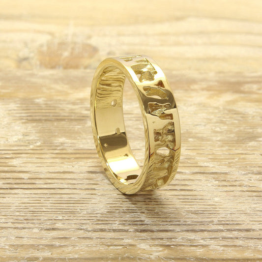 Cornish Seawater Textured 14ct Yellow Gold Ring