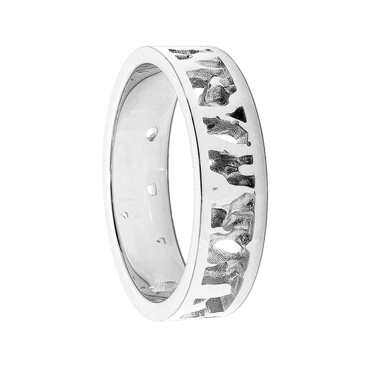 Cornish Seawater Textured 14ct White Gold Ring